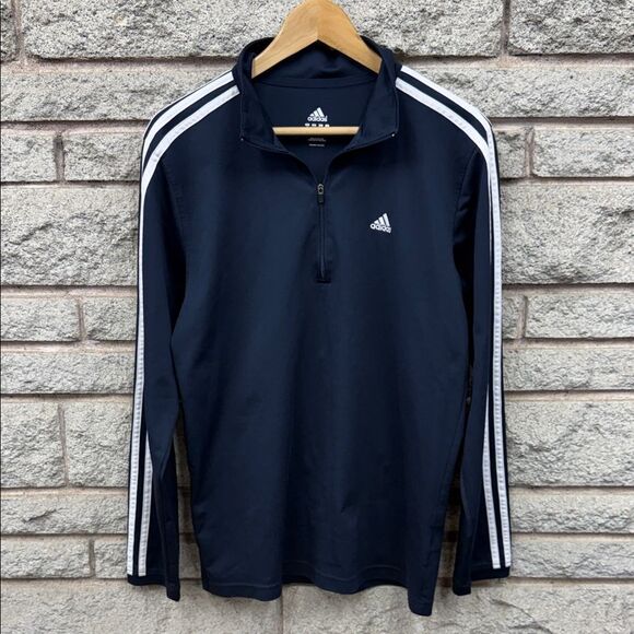 adidas Other - Adidas Dark Blue Half-Zip Top with White Accents